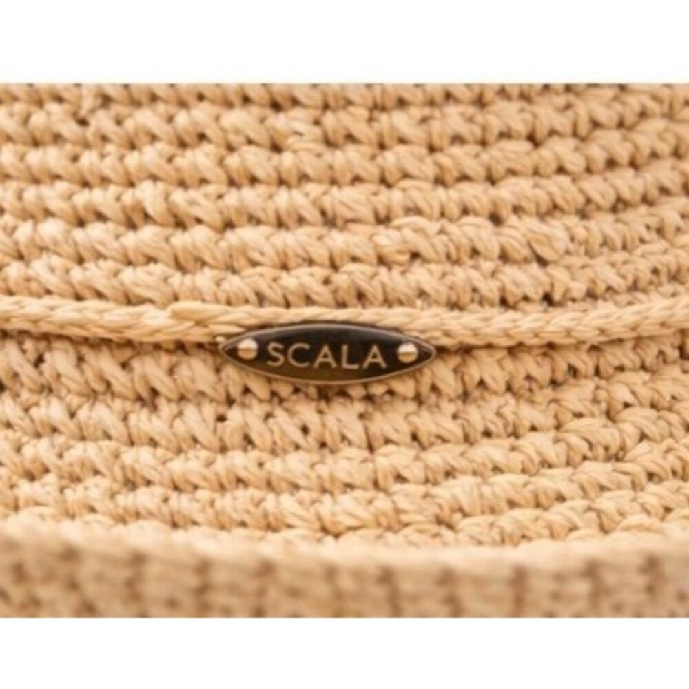 Scala Natural Straw Sun Hat | Woven Raffia | Wide Brim | One Size | Bow Back Det - Picture 4 of 5